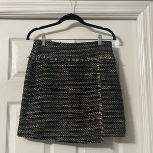 LOFT Black and Gold Textured Skirt